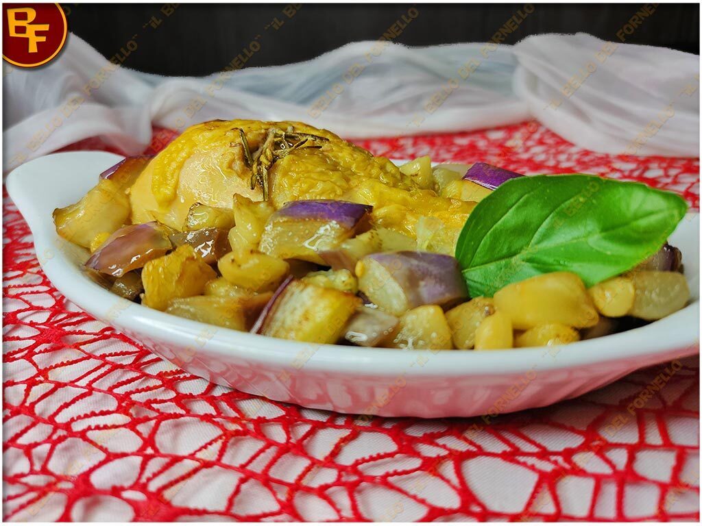 Pollo con melanzane cotto in padella