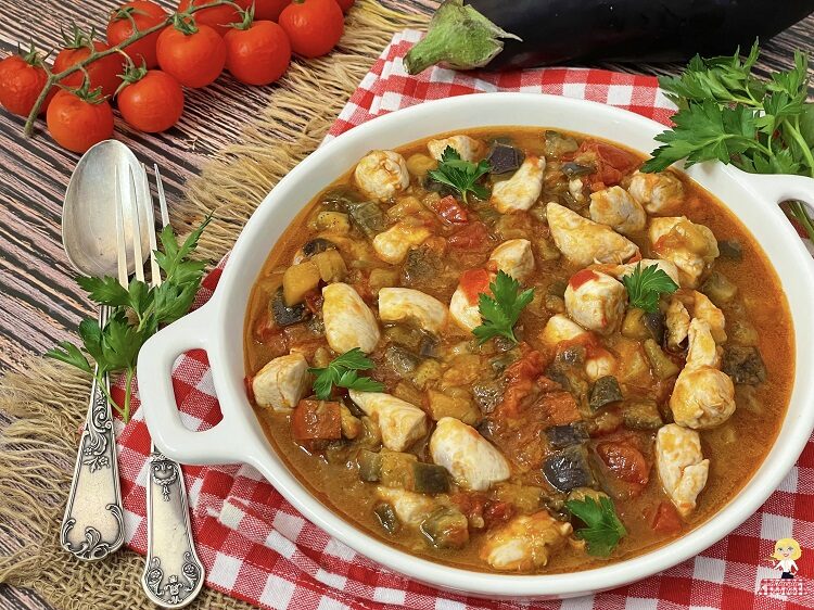 Pollo con melanzane
