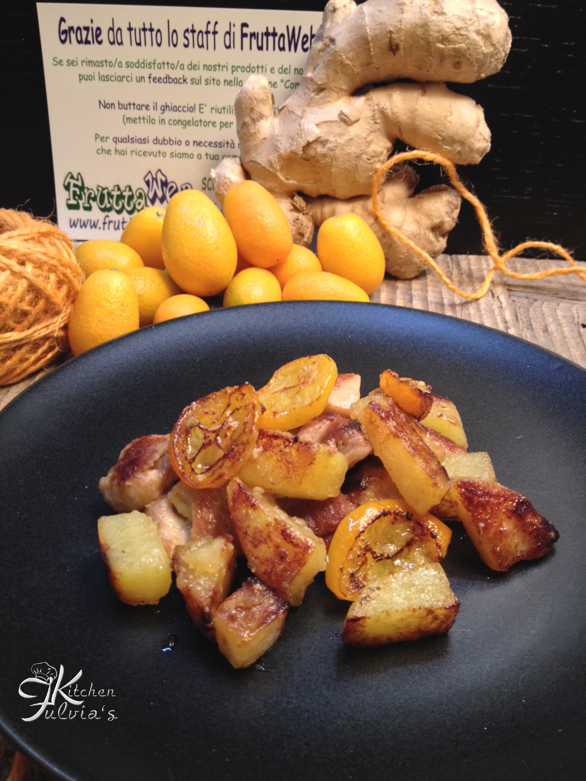 Pollo con patate, kumquat e zenzero