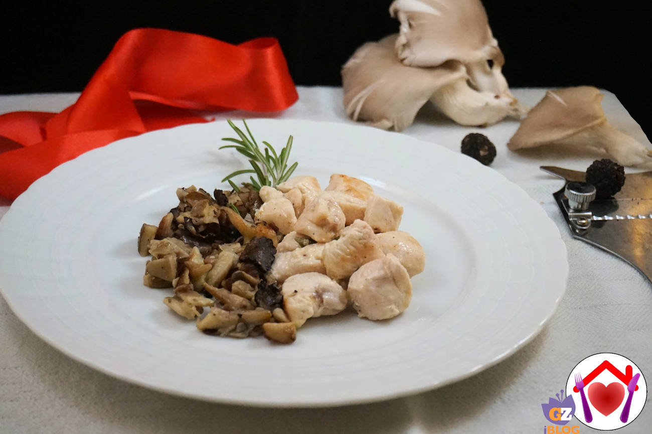 Pollo con pleurotus e tartufo