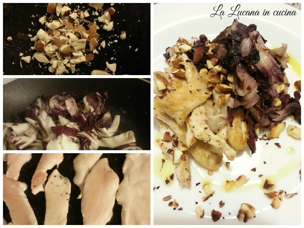Pollo con radicchio e mandorle