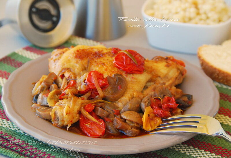 Pollo piccante alla birra con funghi