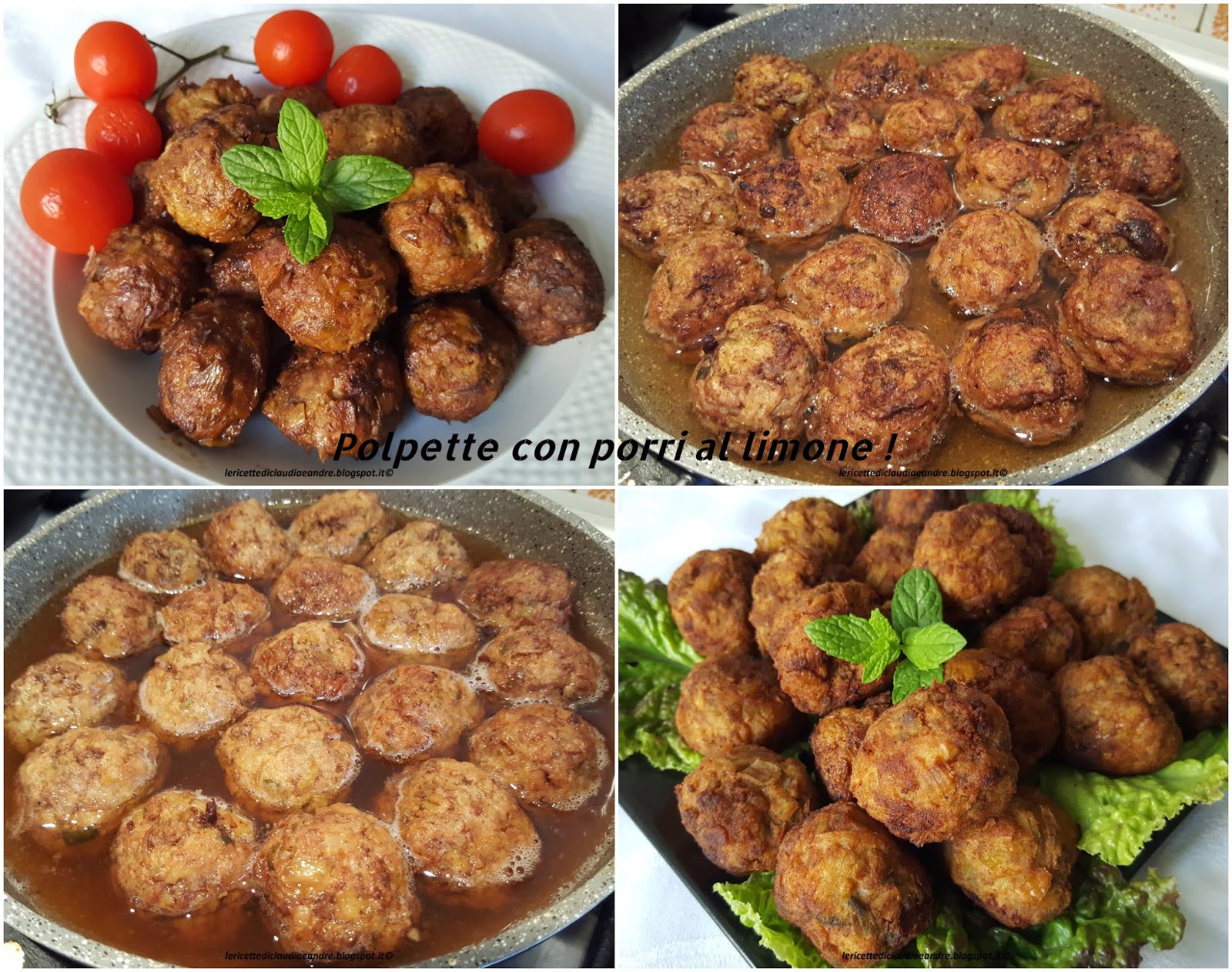 Polpette ai porri con limone, salsa di pomodoro e riso