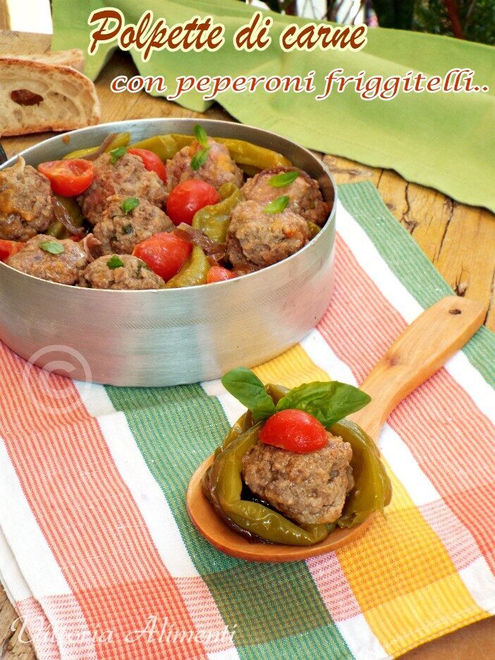 Polpette di carne con peperoni friggitelli 