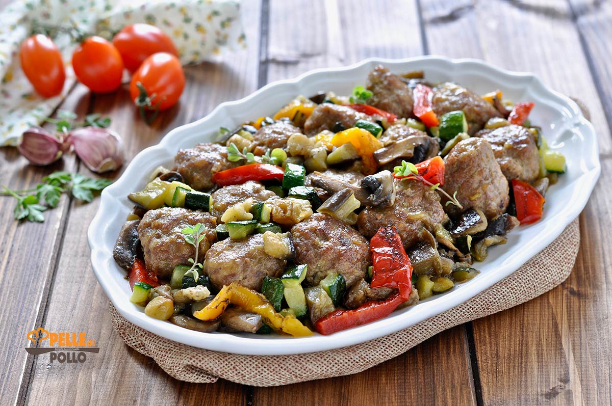 Polpette di carne con verdure in agrodolce