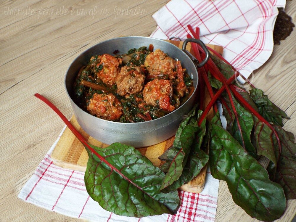 Polpette di carne e bieta rossa