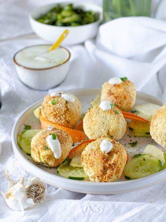 Polpette di merluzzo e patate cotte in friggitrice ad aria