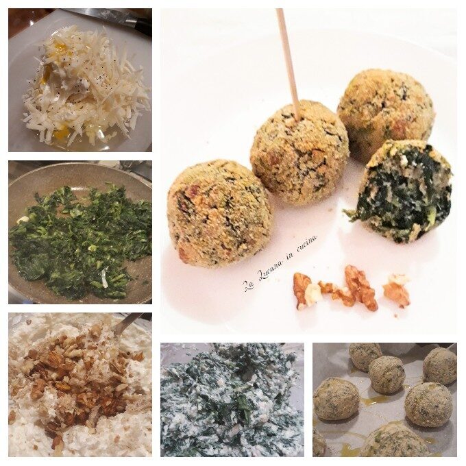 Polpette di ricotta, spinaci e noci