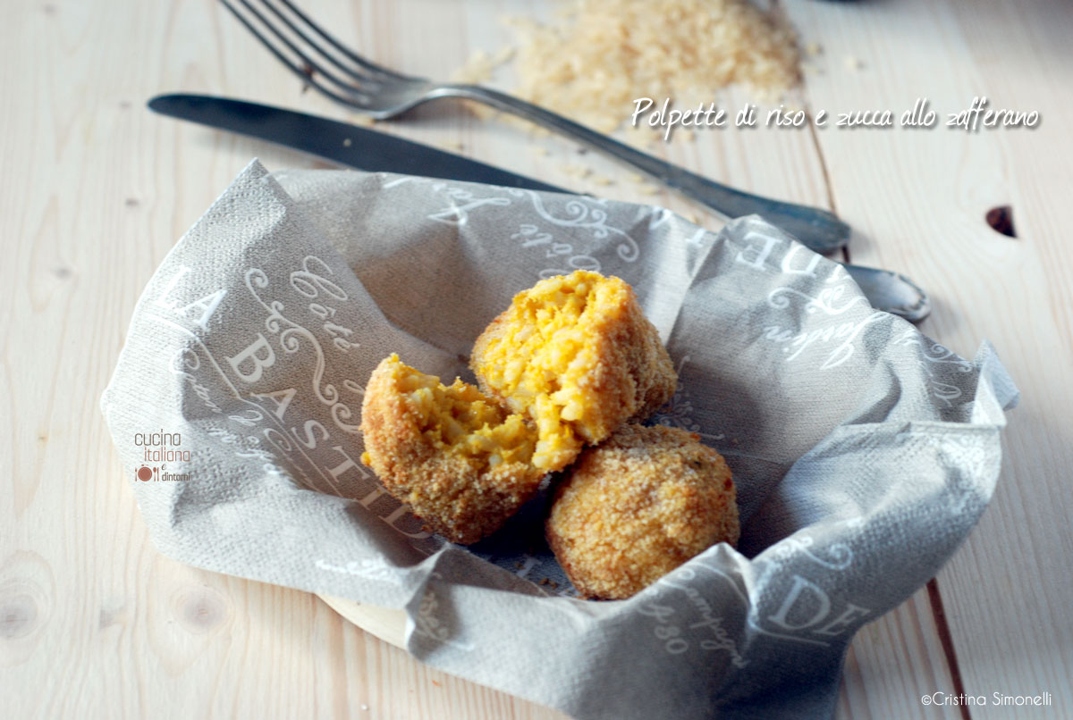 Polpette di riso e zucca allo zafferano, ricetta vegan