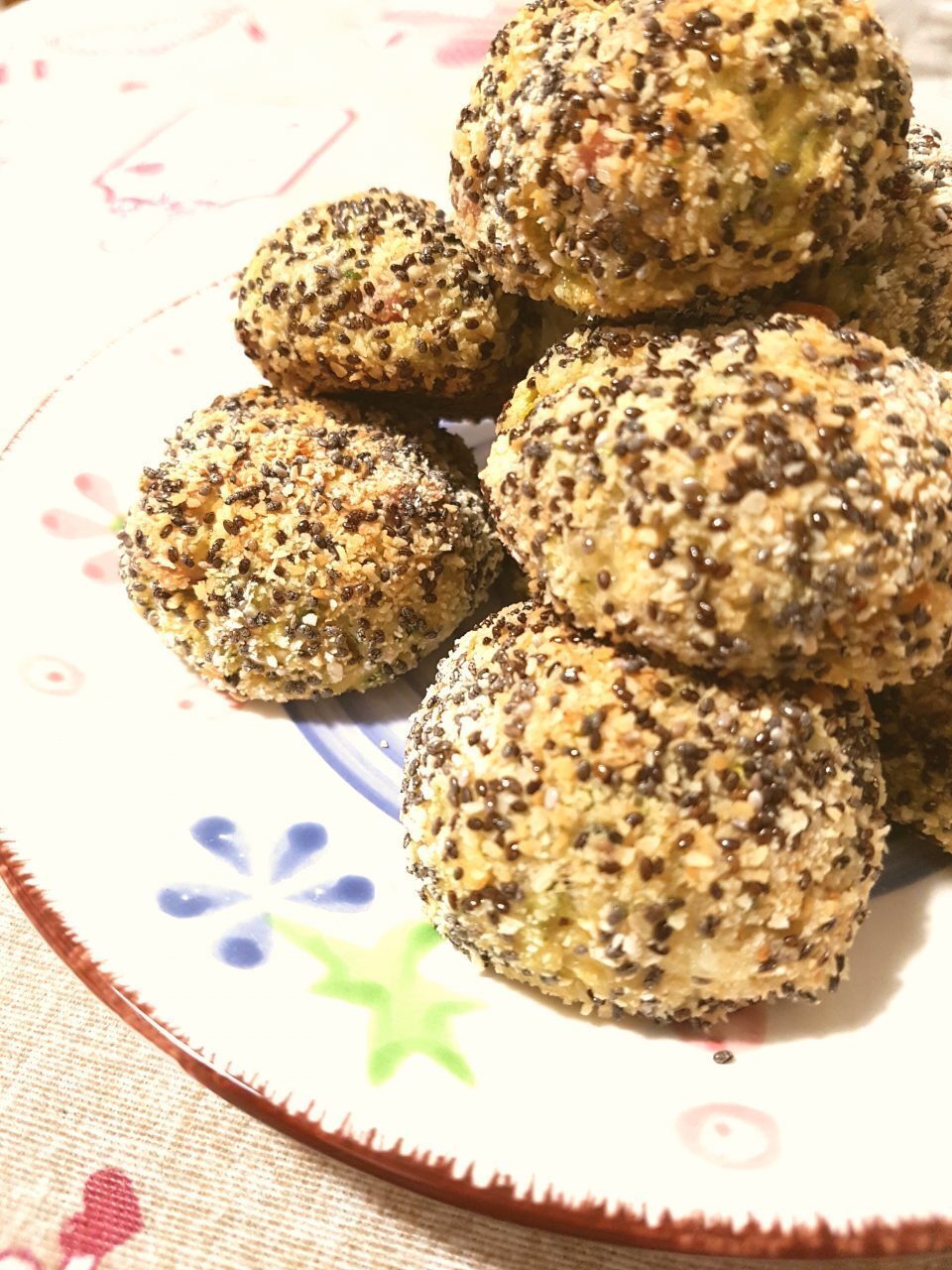 Polpette di zucchine prosciutto e semi di chia