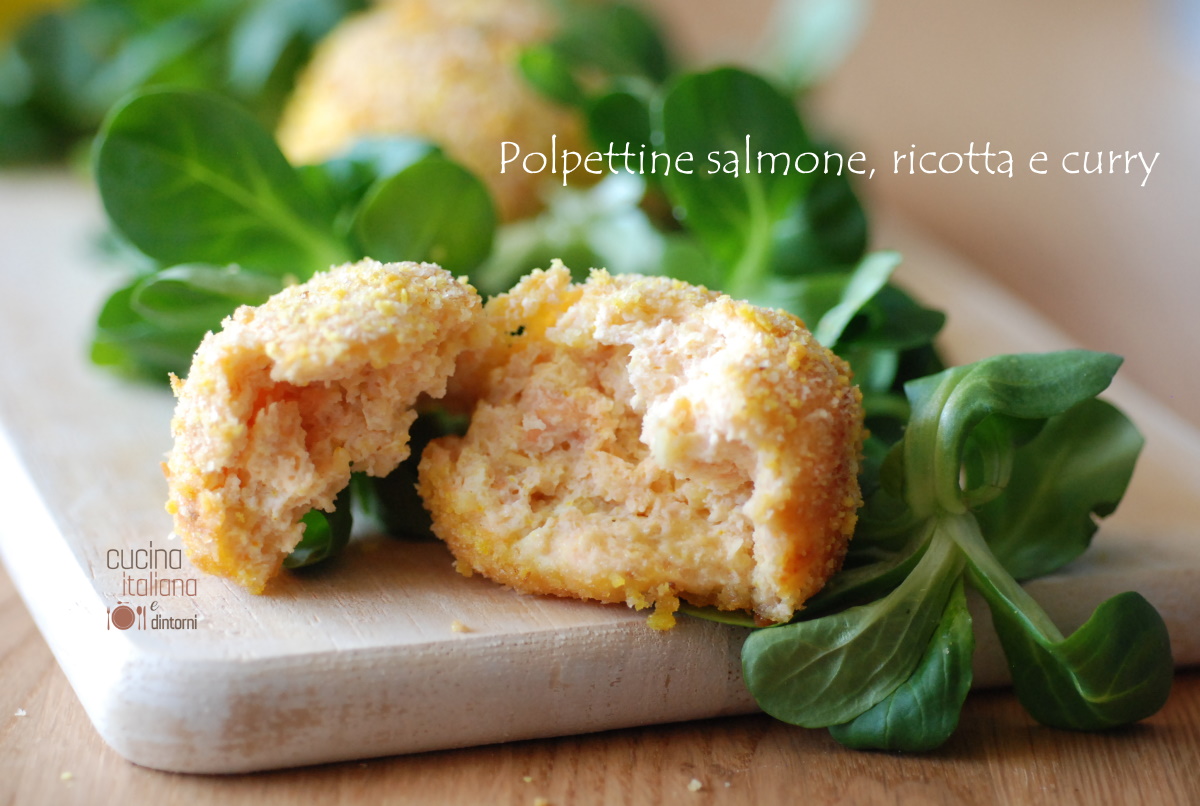 Polpettine di salmone, ricotta e curry