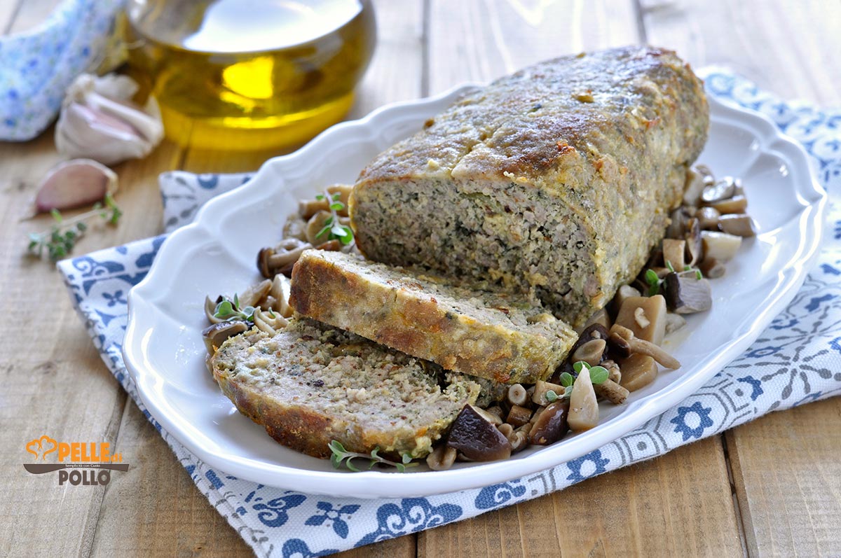 Polpettone ai funghi con erbette