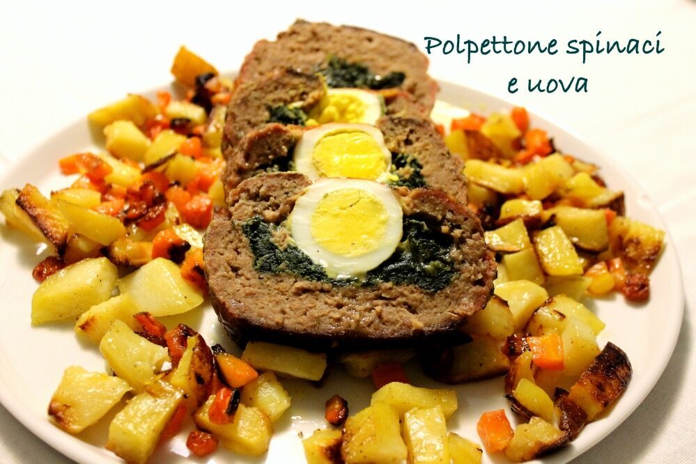 Polpettone di carne con spinaci e uova