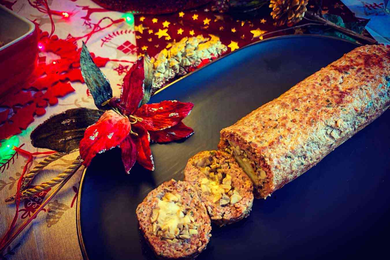 Polpettone di manzo farcito di funghi e asiago