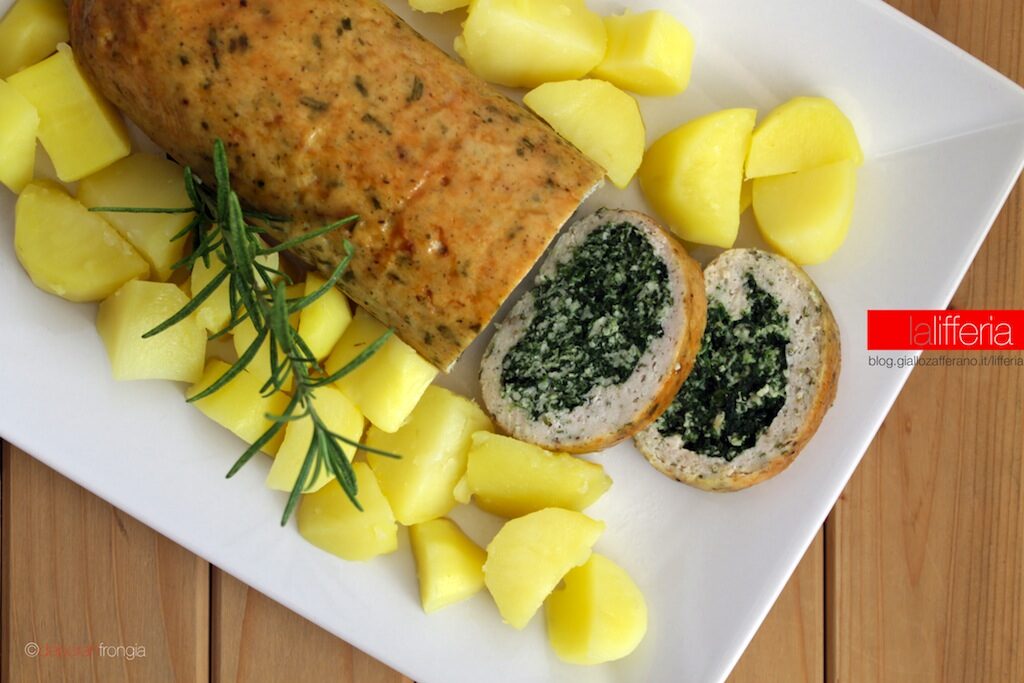Polpettone ripieno con pollo e spinaci