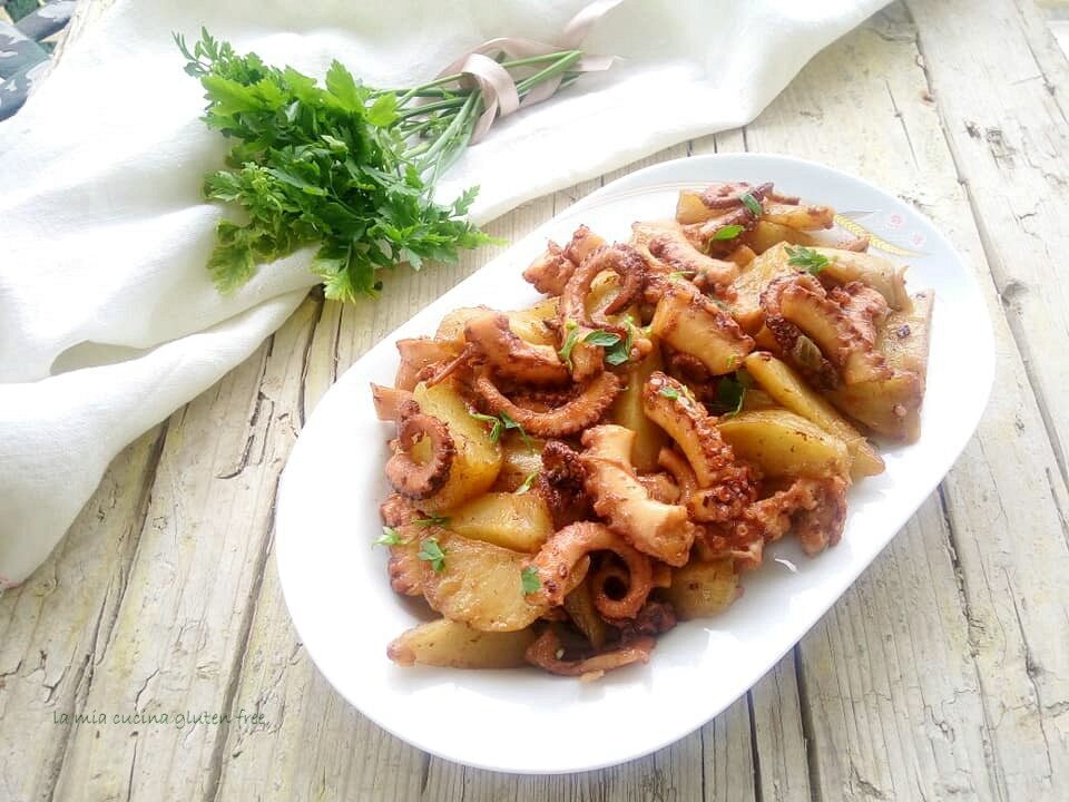 Polpo caramellato con patate