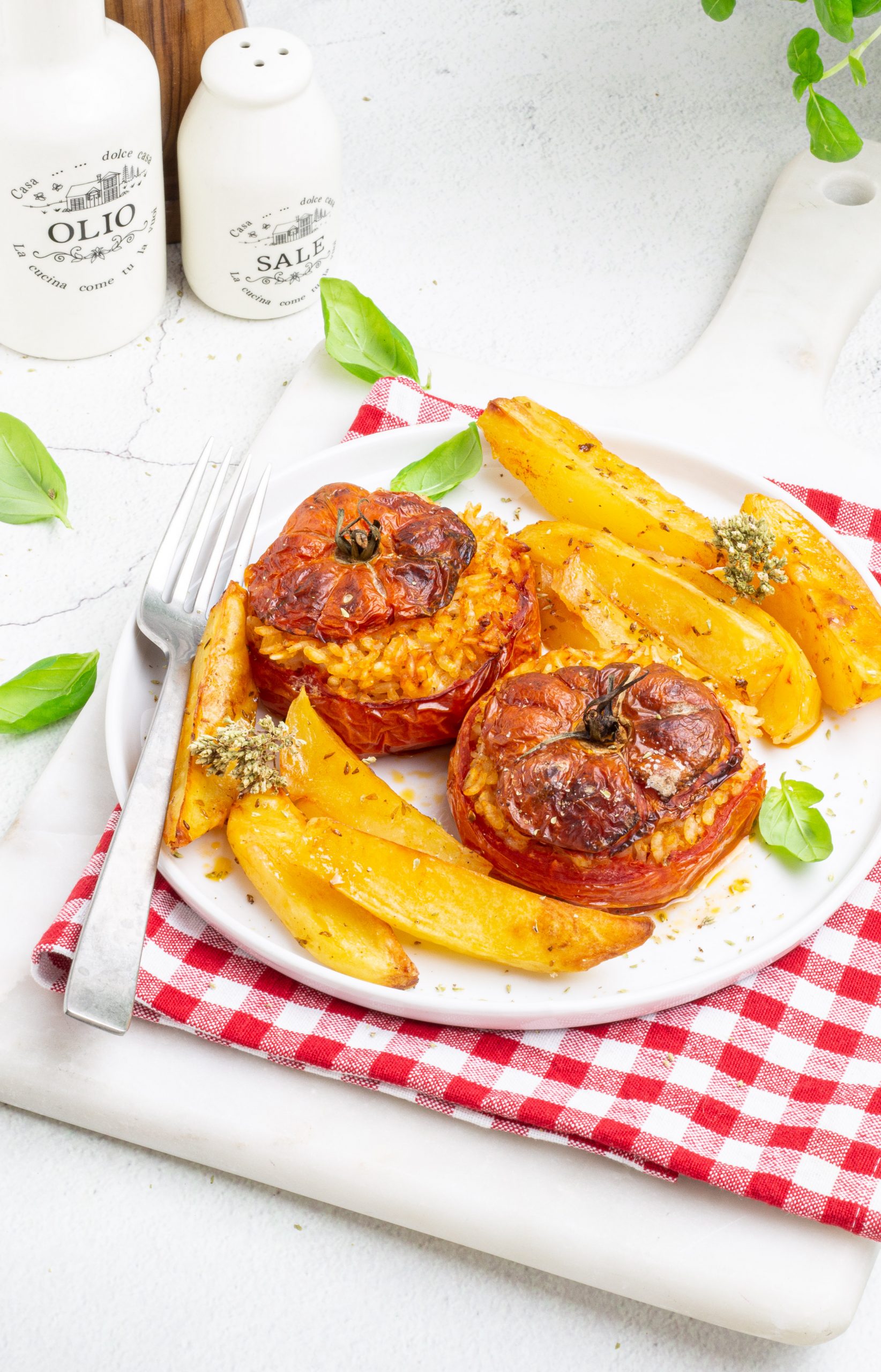 Pomodori ripieni di riso con patate