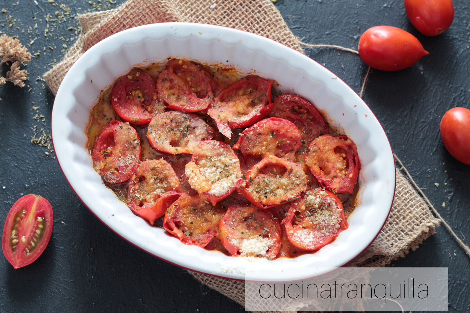 Pomodorini gratinati al microonde