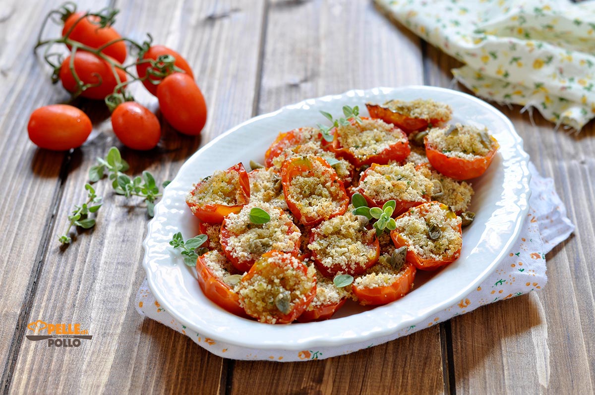 Pomodorini gratinati alle erbe aromatiche