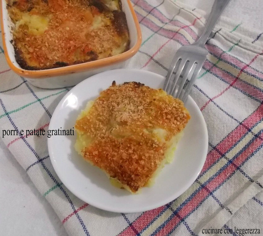 Porri e patate gratinati – ricetta vegana