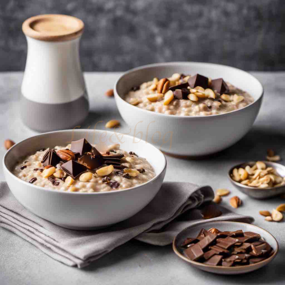 Porridge al latte vegetale con cioccolato e noci al microonde