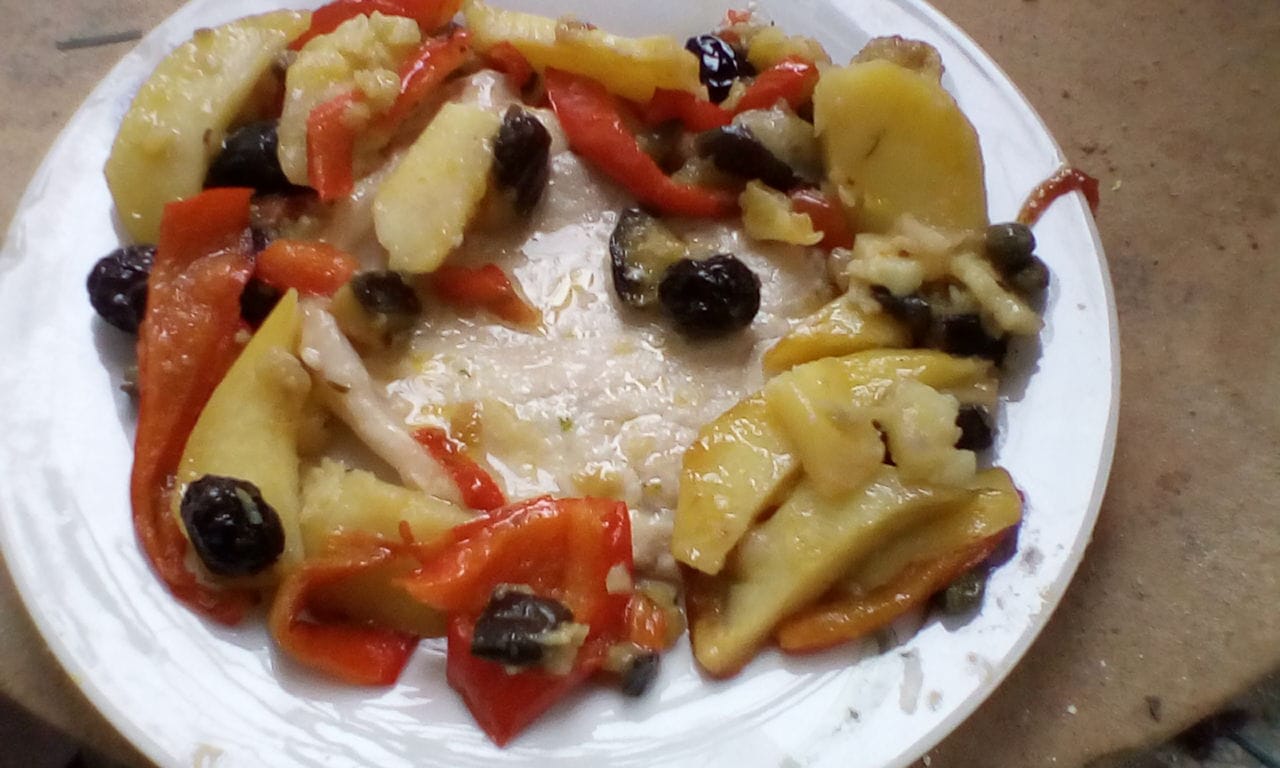 Prosciutto di maiale con ratatouille di verdure