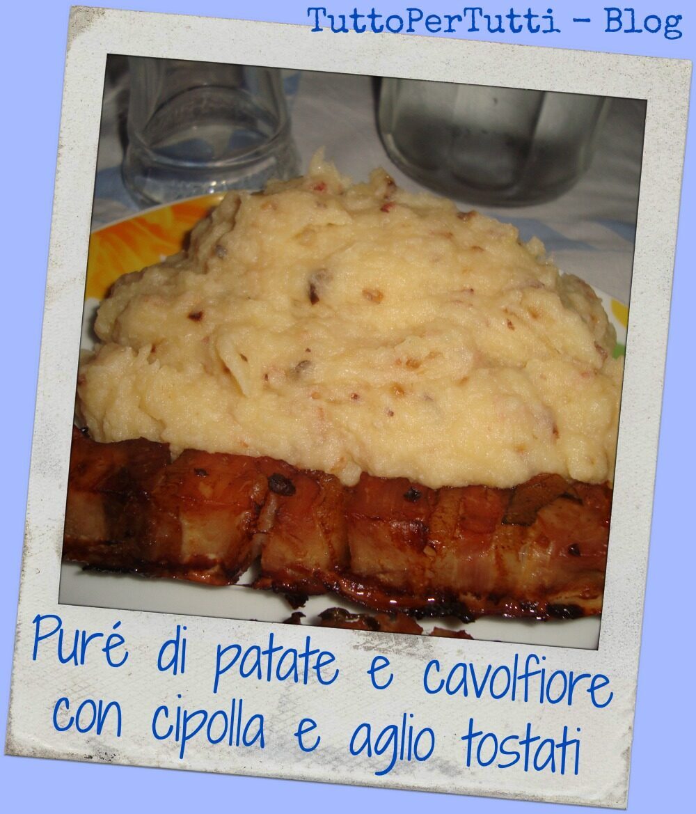 Purè di patate e cavolfiore con cipolla e aglio tostati