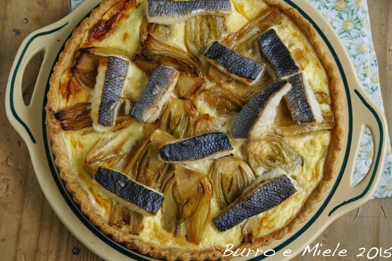 Quiche ai finocchi caramellati e spigola