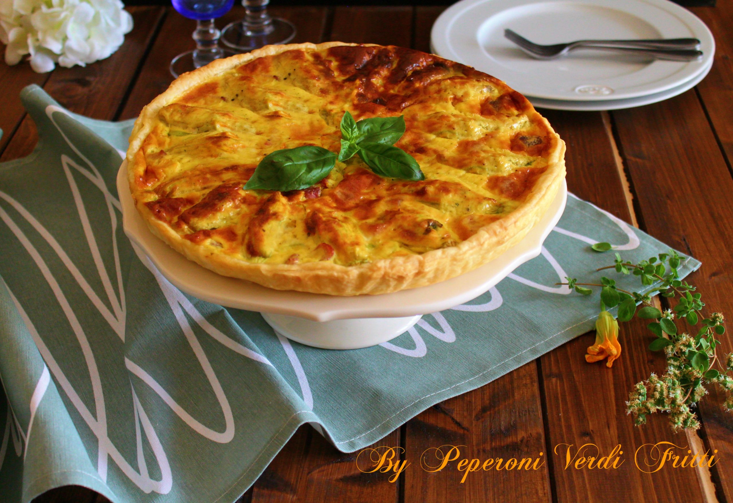 Quiche ai fiori di zucca ripieni
