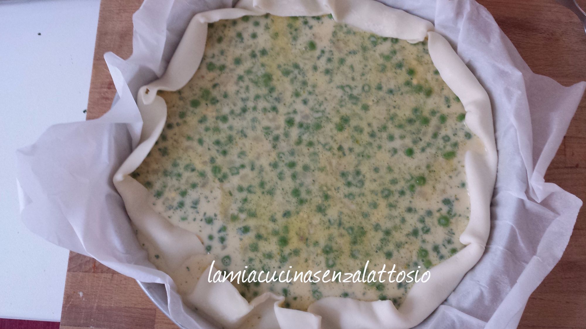 Quiche ai piselli senza uova e senza lattosio