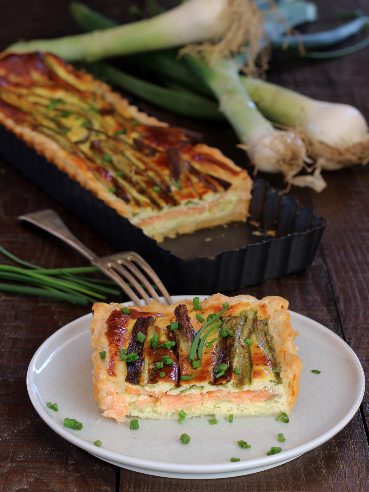 Quiche al salmone affumicato e cipollotti