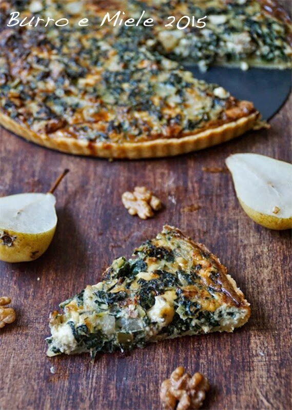Quiche allla bieta, con bleu d’auvergne, pere e noci