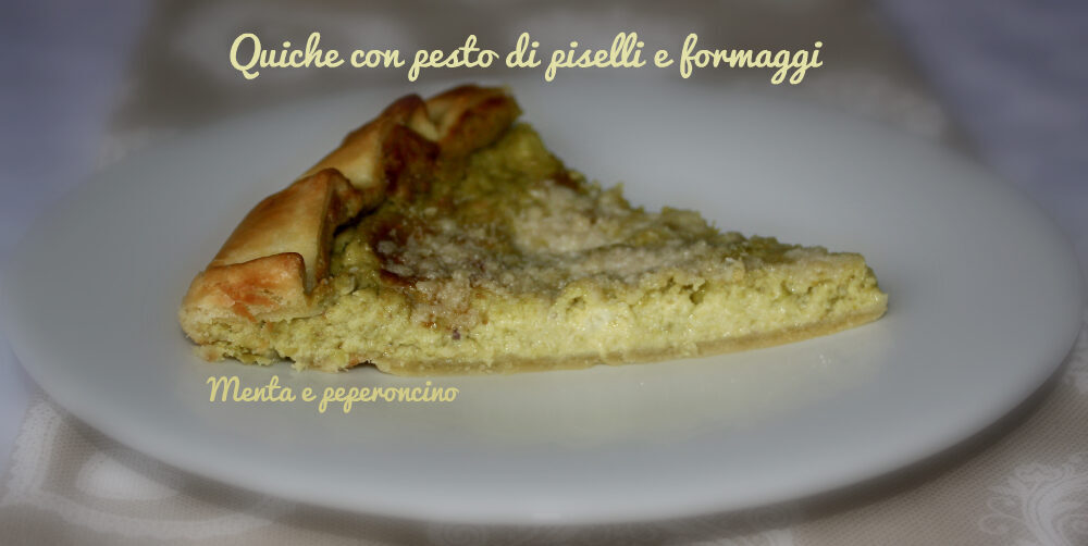 Quiche con pesto di piselli e formaggi
