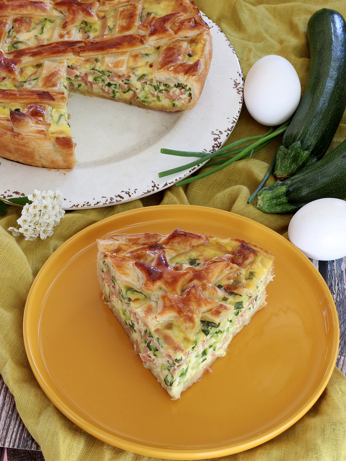 Quiche con zucchine, stracchino e mortadella