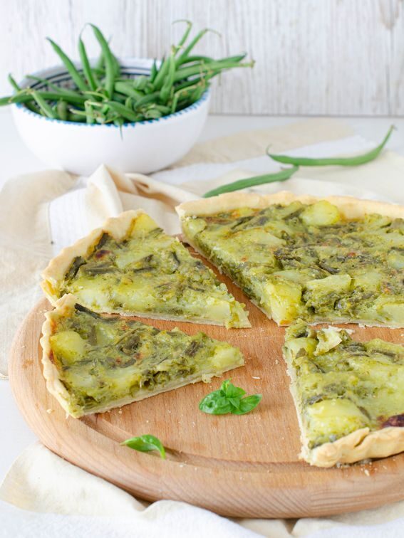 Quiche di brisè all’olio con fagiolini patate e pesto – ricetta senza lattosio