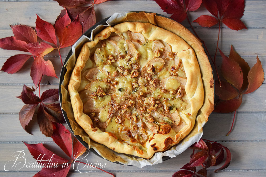 Quiche pere, roquefort e noci