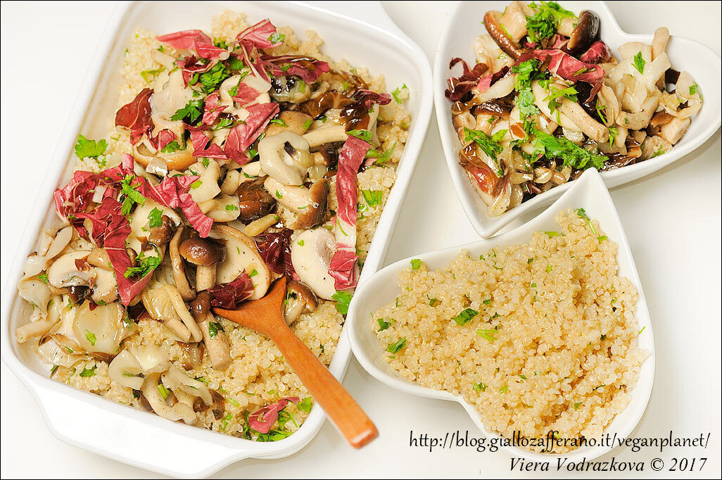 Quinoa al limone con i funghi misti
