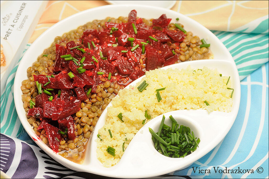 Rapa rossa speziata con lenticchie e couscous