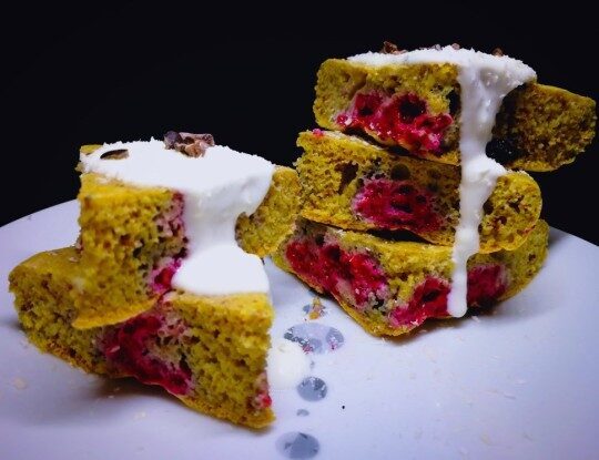 Raspberry&white chocolate pancake