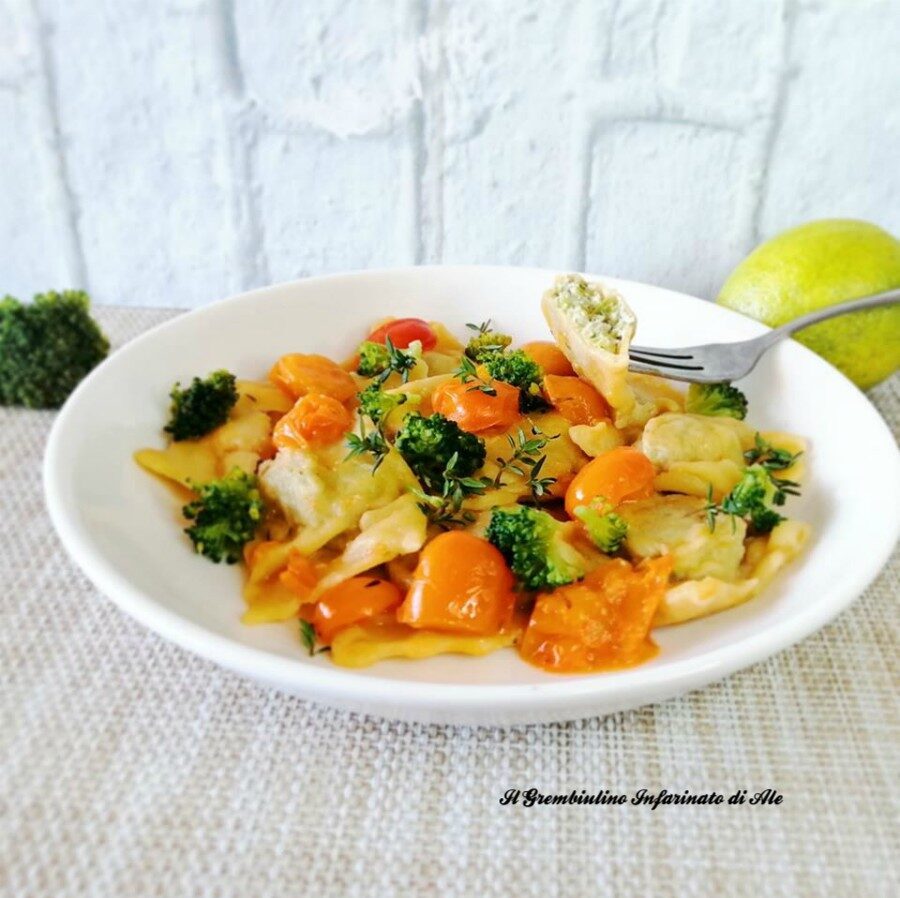 Ravioli con broccoletti ricotta e noci