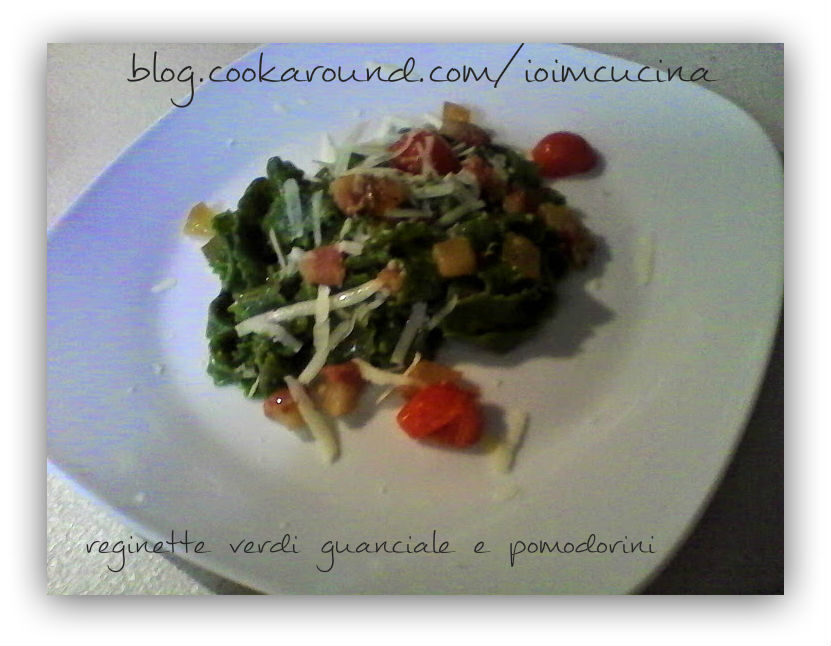Reginette verdi guanciale e pomodorini