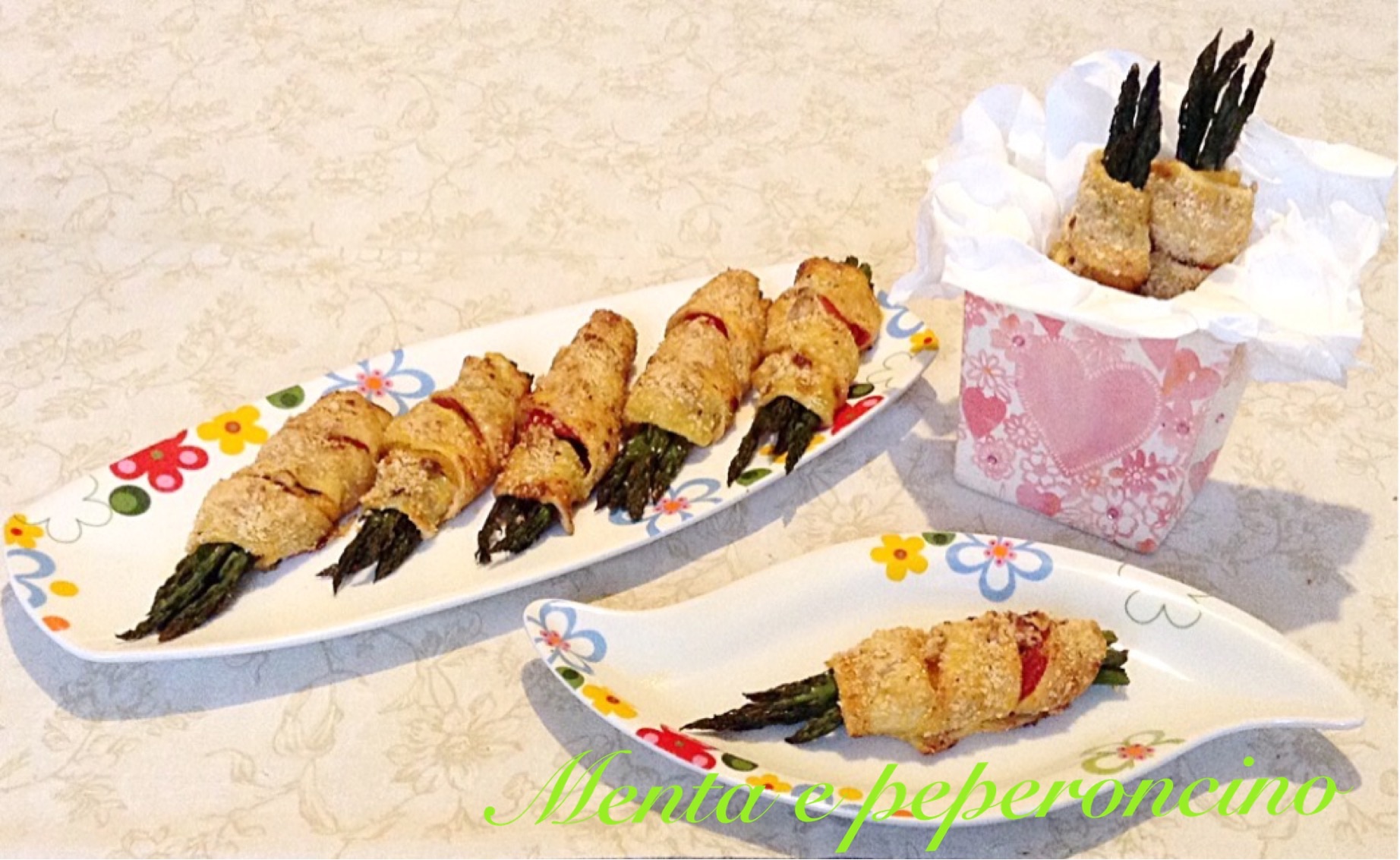 Ricetta asparagi avvolti nei peperoni e brisè