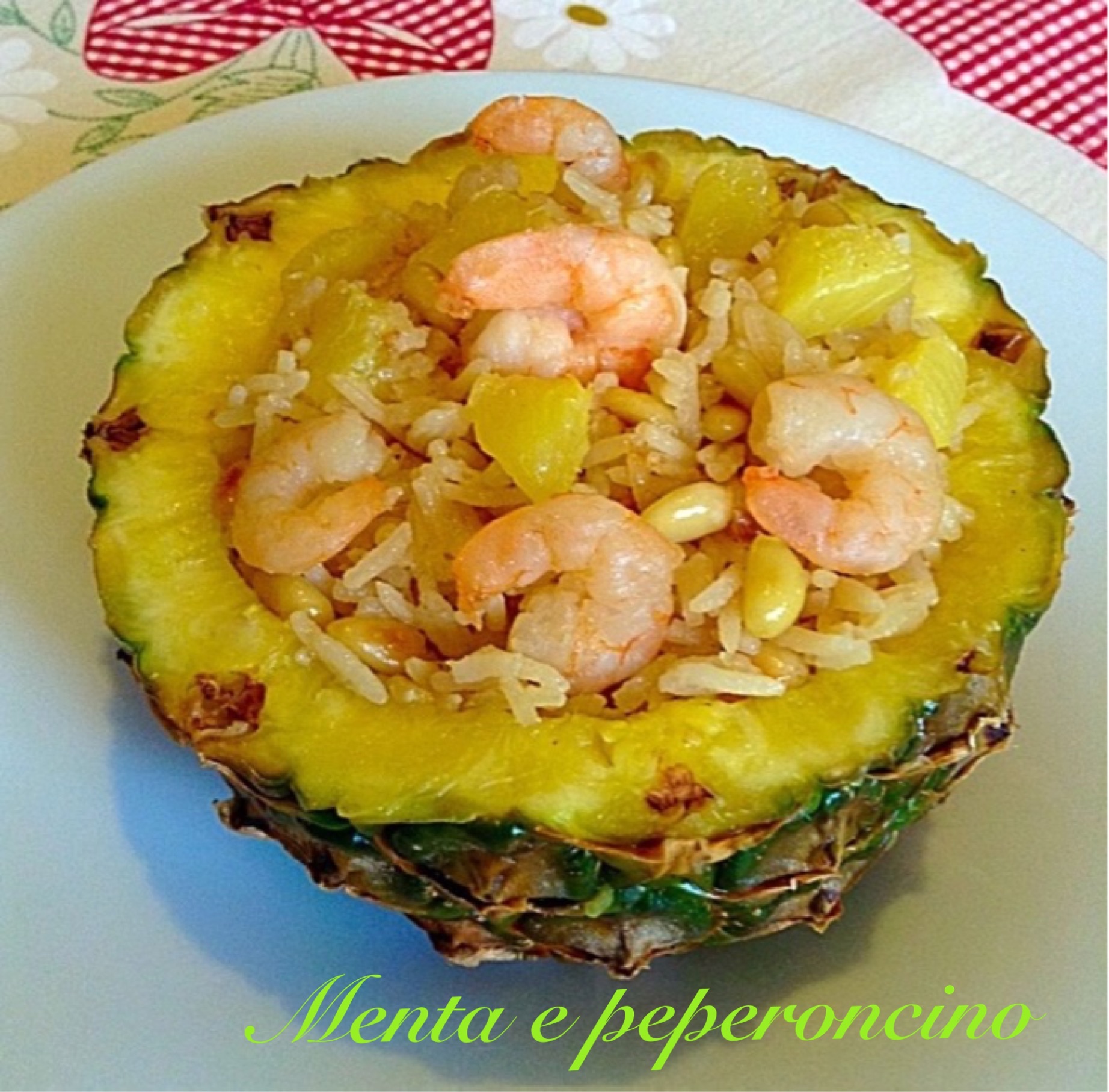 Ricetta Riso con ananas pinoli e gamberi