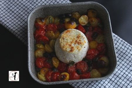 Ricotta, pomodorini e olive in friggitrice ad aria