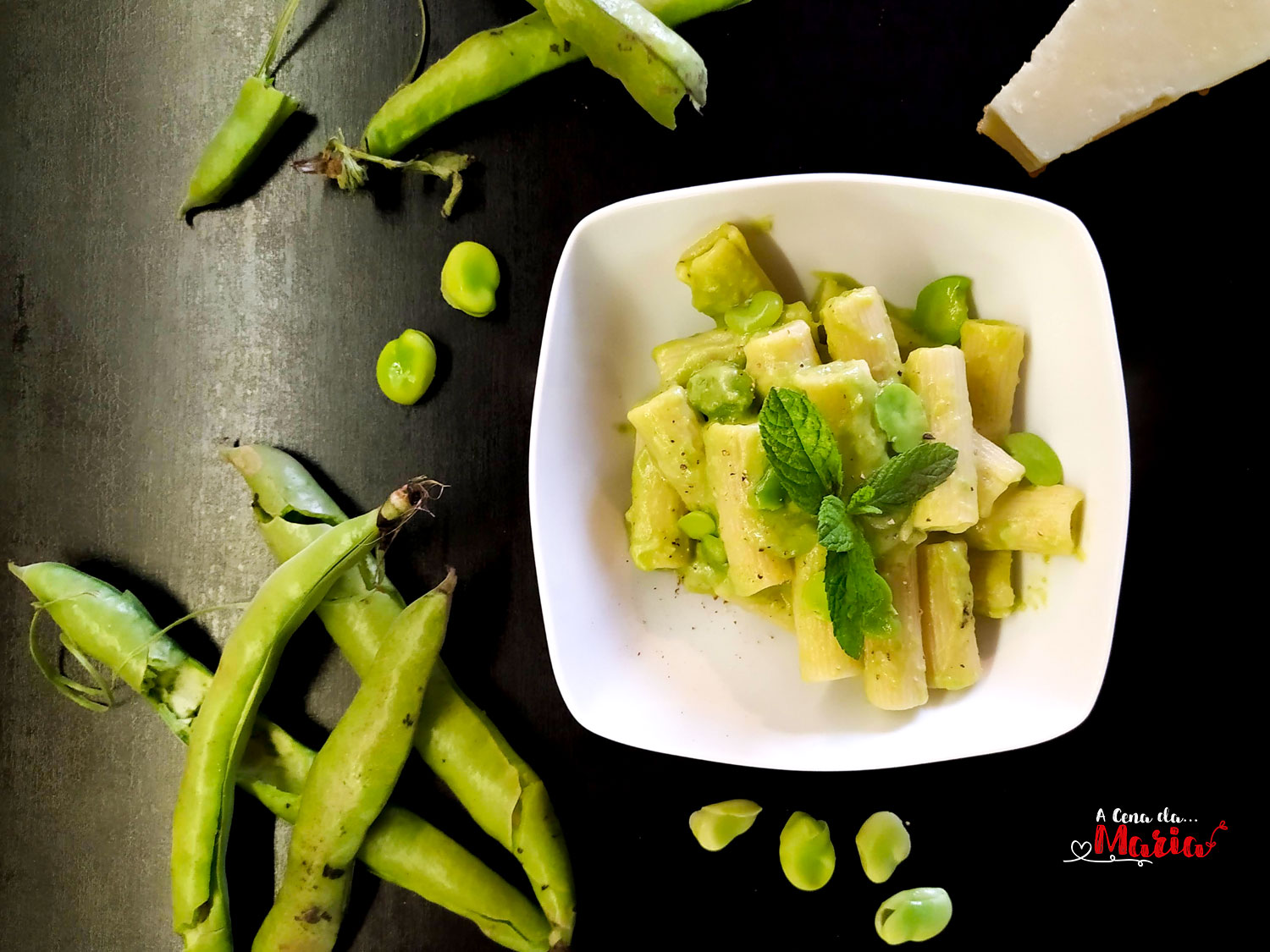 Rigatoni con crema di fave e pecorino