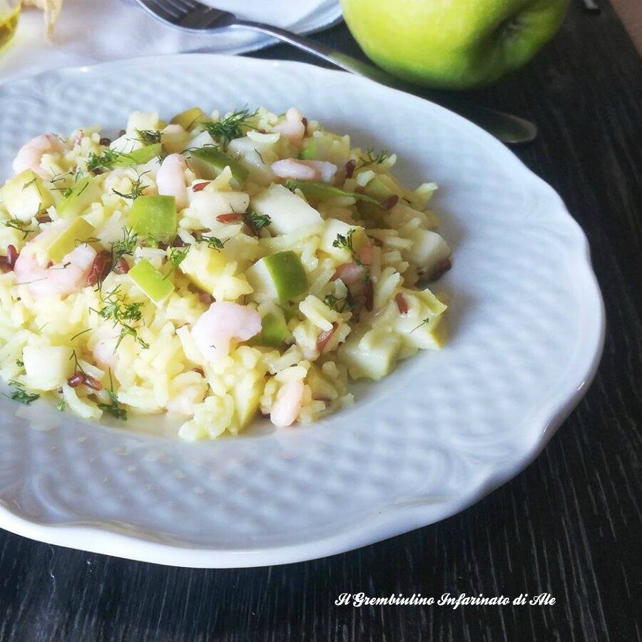 Riso basmati con mela verde e gamberetti