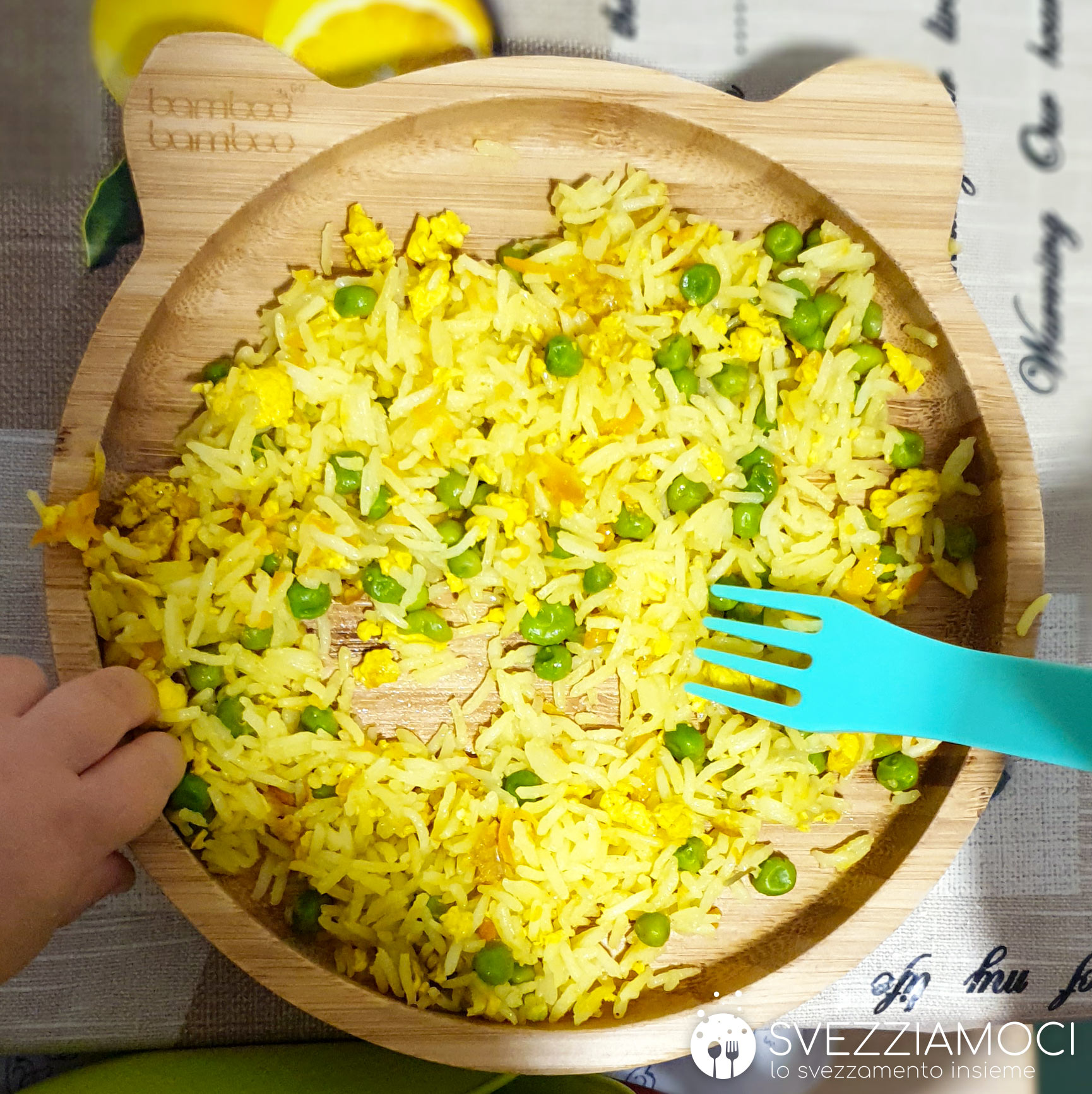 Riso basmati con verdure e uovo strapazzato