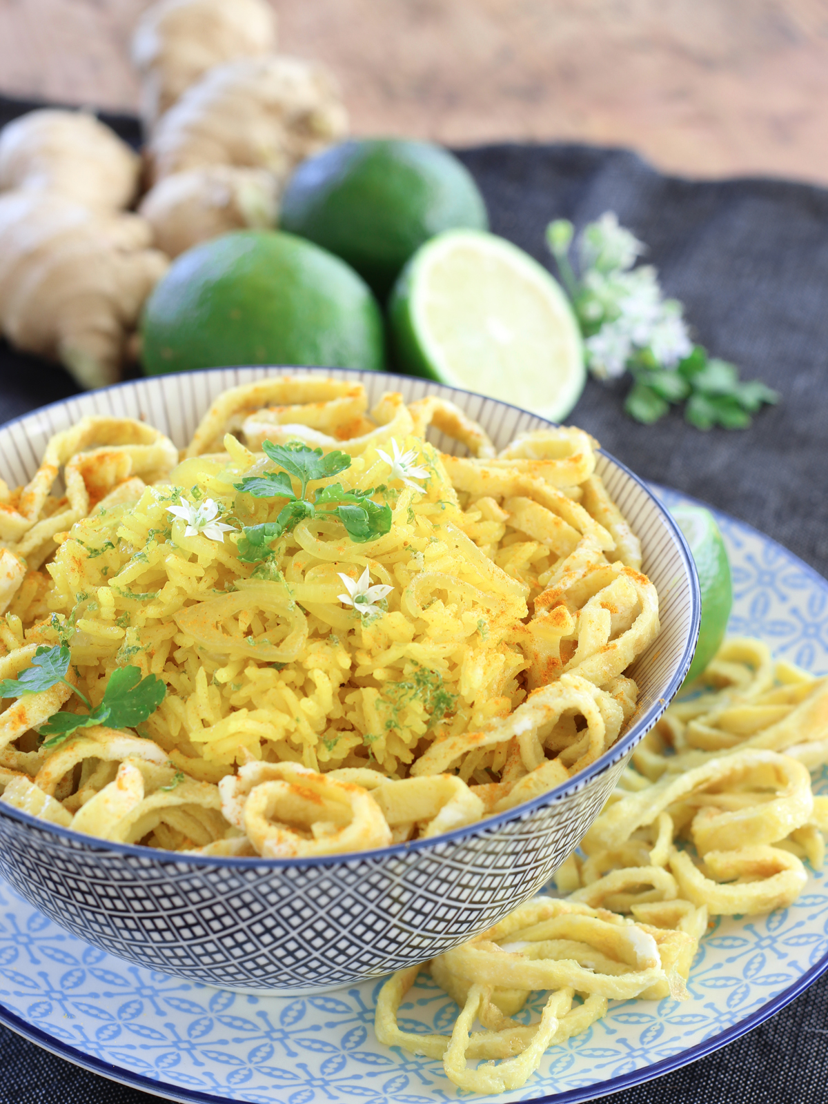 Riso con curcuma, latte di cocco e lime