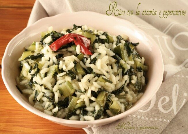 Riso con la cicoria e peperoncino