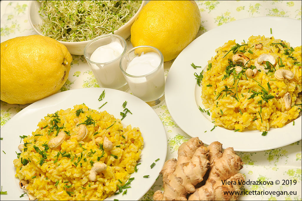 Riso con moong dal dhuli allo zenzero e limone
